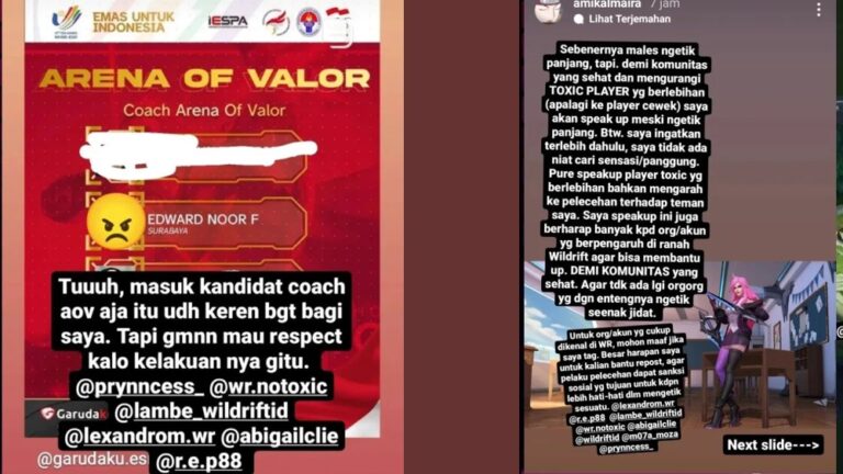 Top Player Sekaligus Calon Coach Timnas AoV Diduga Melakukan Pelecehan Seksual